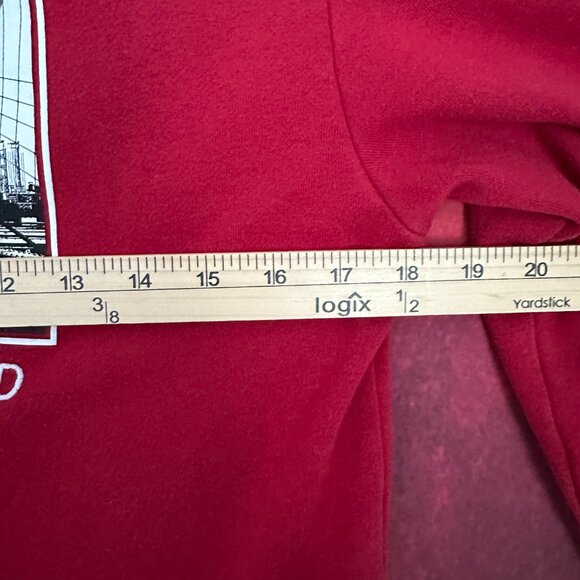 AEROPOSTALE MEN'S AERO LOGO POPOVER HOODIE IN RED FLEECE FABRIC, SIZE S (SMALL) - Picture 8 of 10